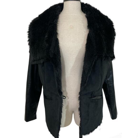 VENUS Jackets & Blazers - Faux leather fur moto jacket by Venus ladies plus size 16 black vegan suede coat